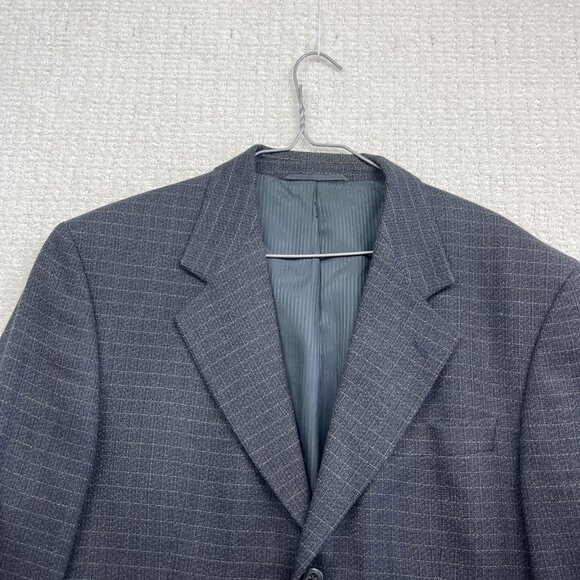 Bill Blass Sport Coat Mens 40R Dark Blue Microcheck Wool Tweed Blazer Formal - Picture 2 of 16